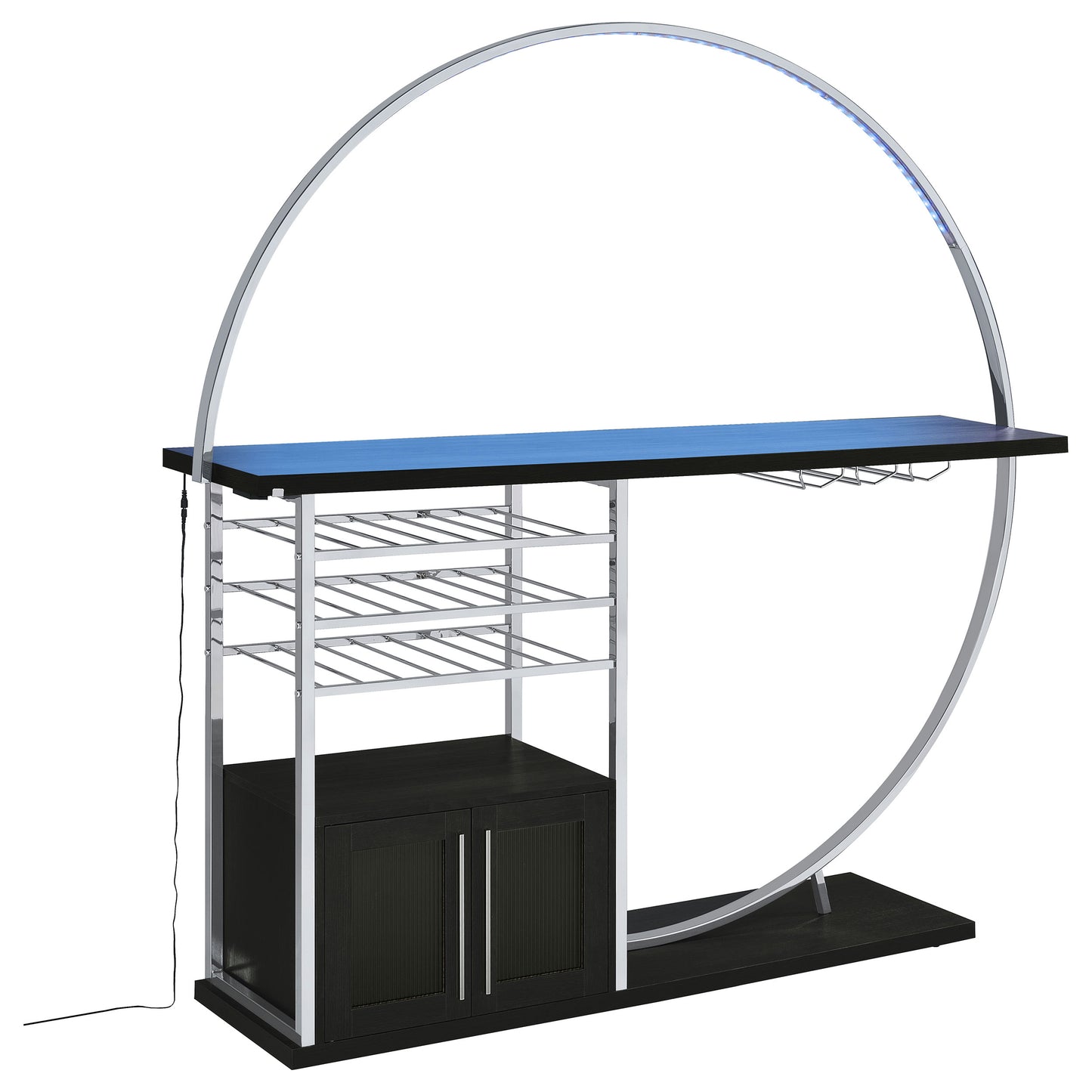 Risley 2-door Circular LED Home Bar with Wine Storage Dark Charcoal