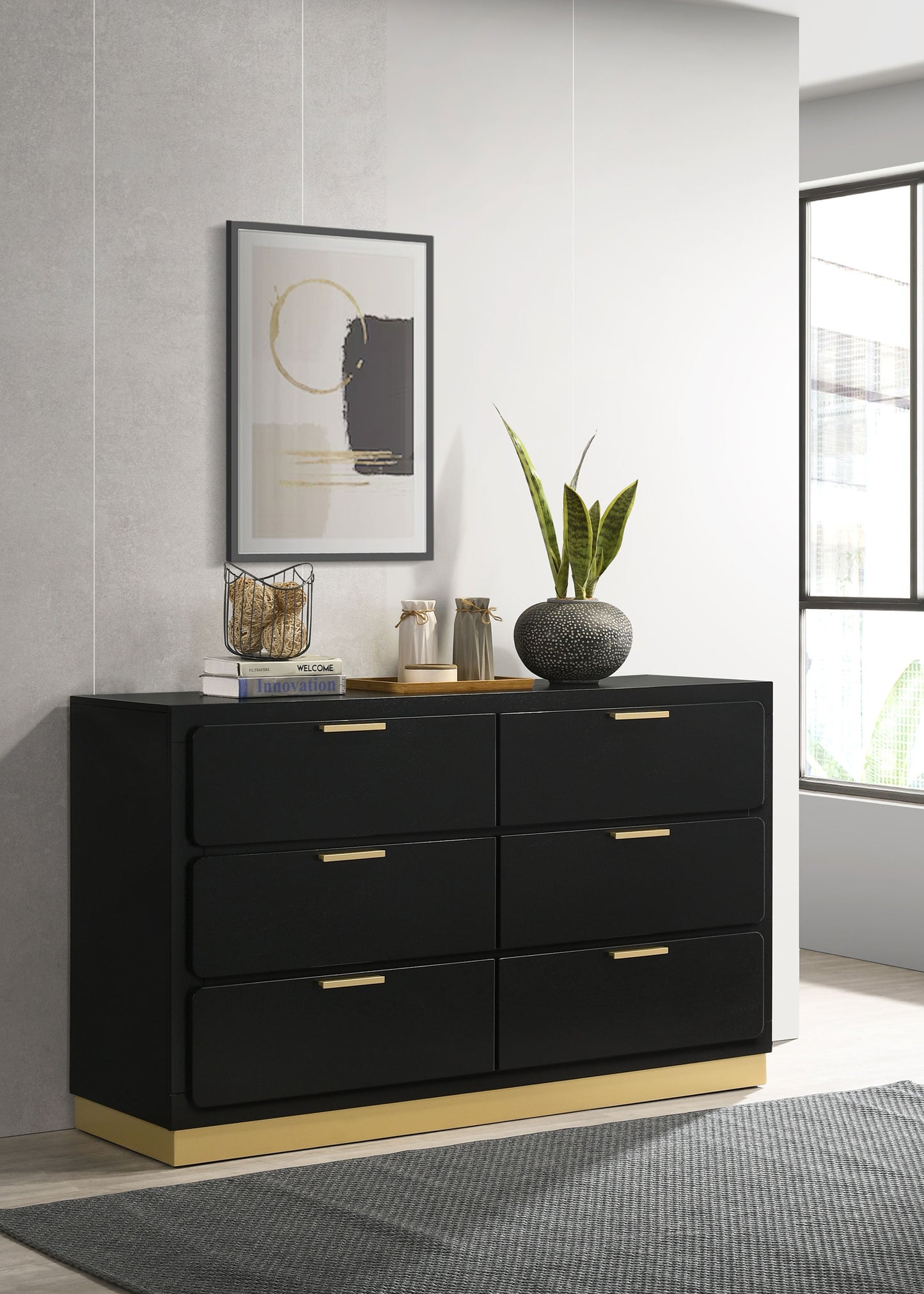 Caraway 6-drawer Dresser Black