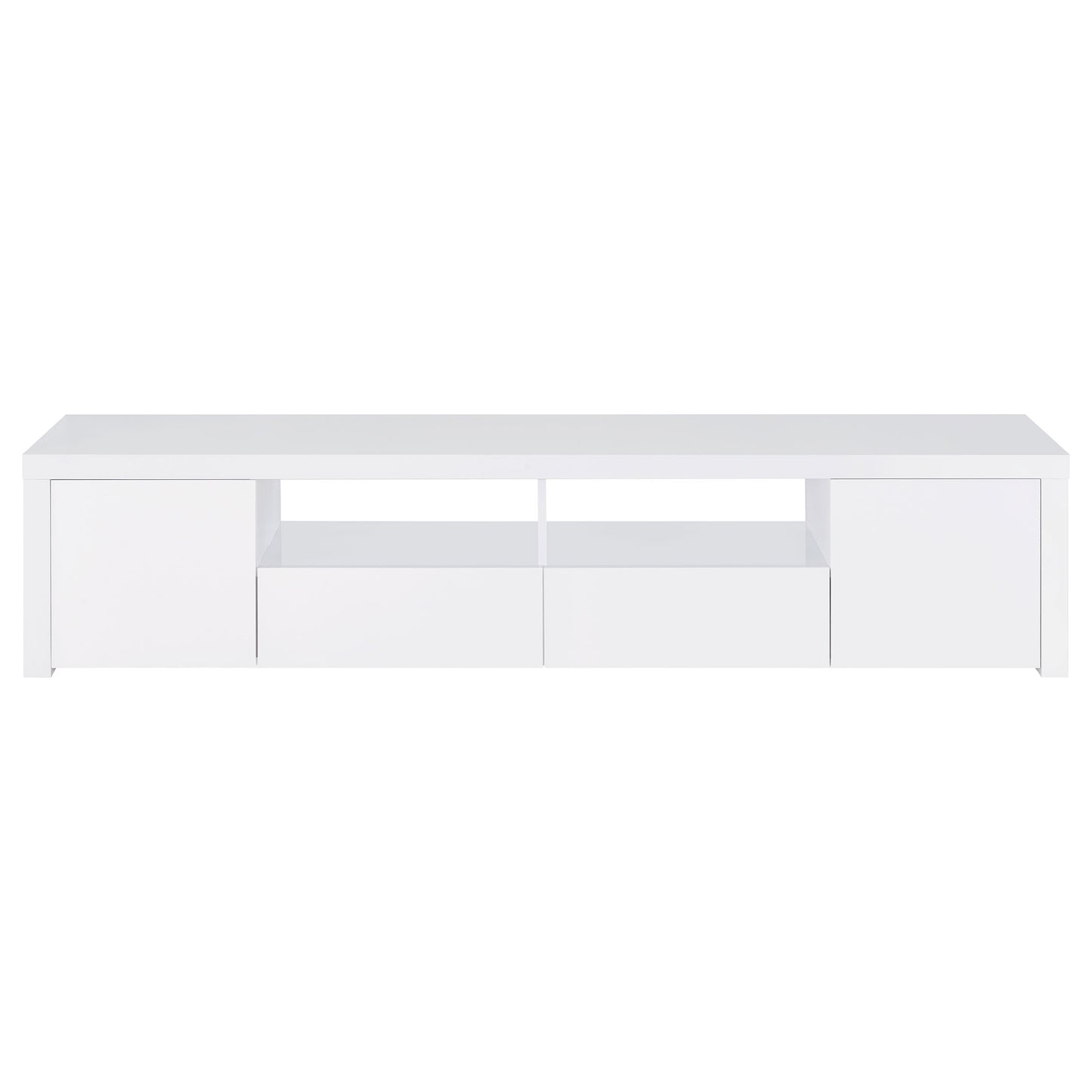 Jude 2-door 79" TV Stand With Drawers White High Gloss