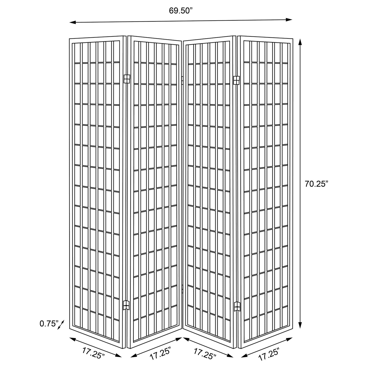 Roberto 4-panel Folding Screen Black and White