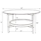 Delfin Round Glass Top Coffee Table with Shelf Black and Brown