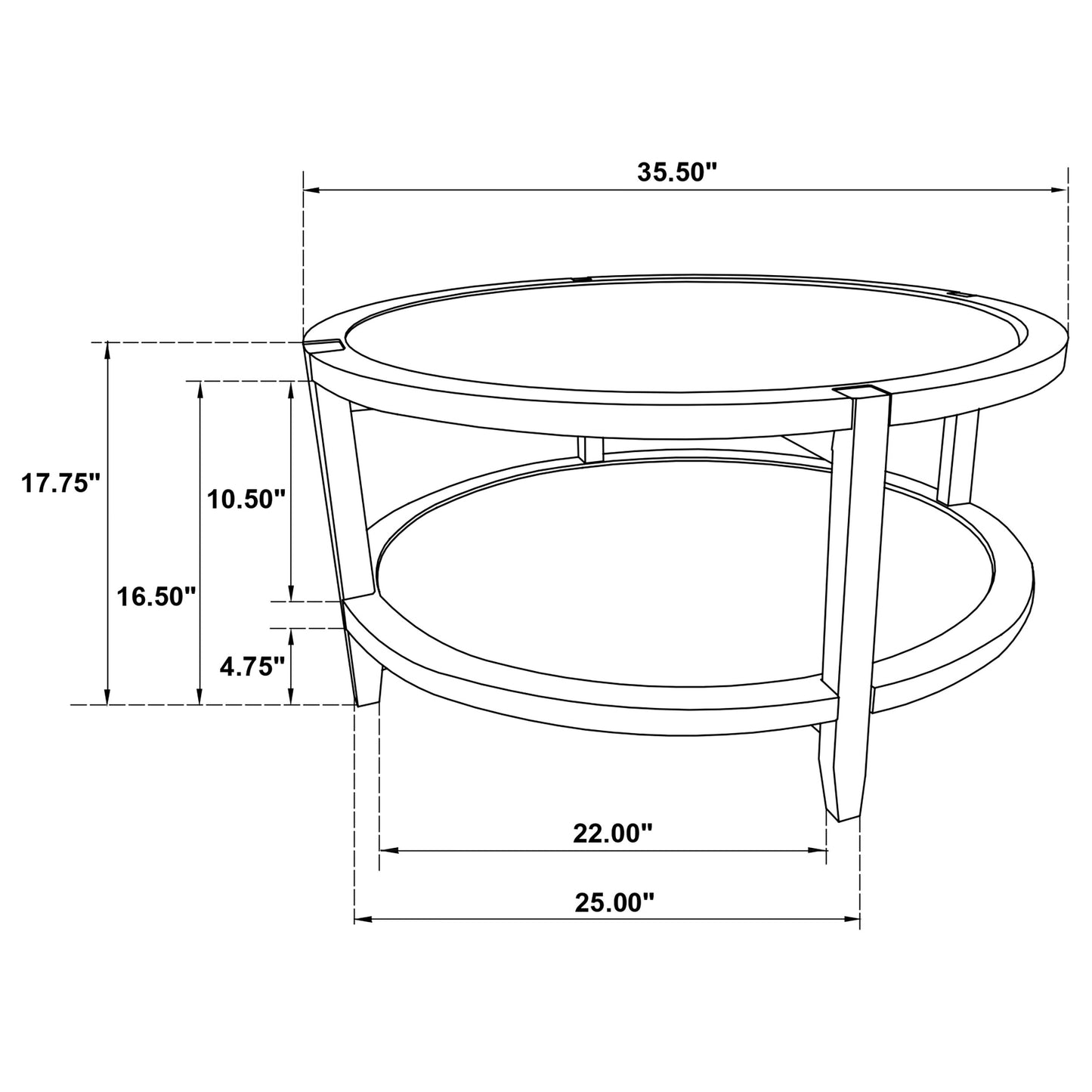 Camillo Round Solid Wood Coffee Table with Shelf Maple Brown