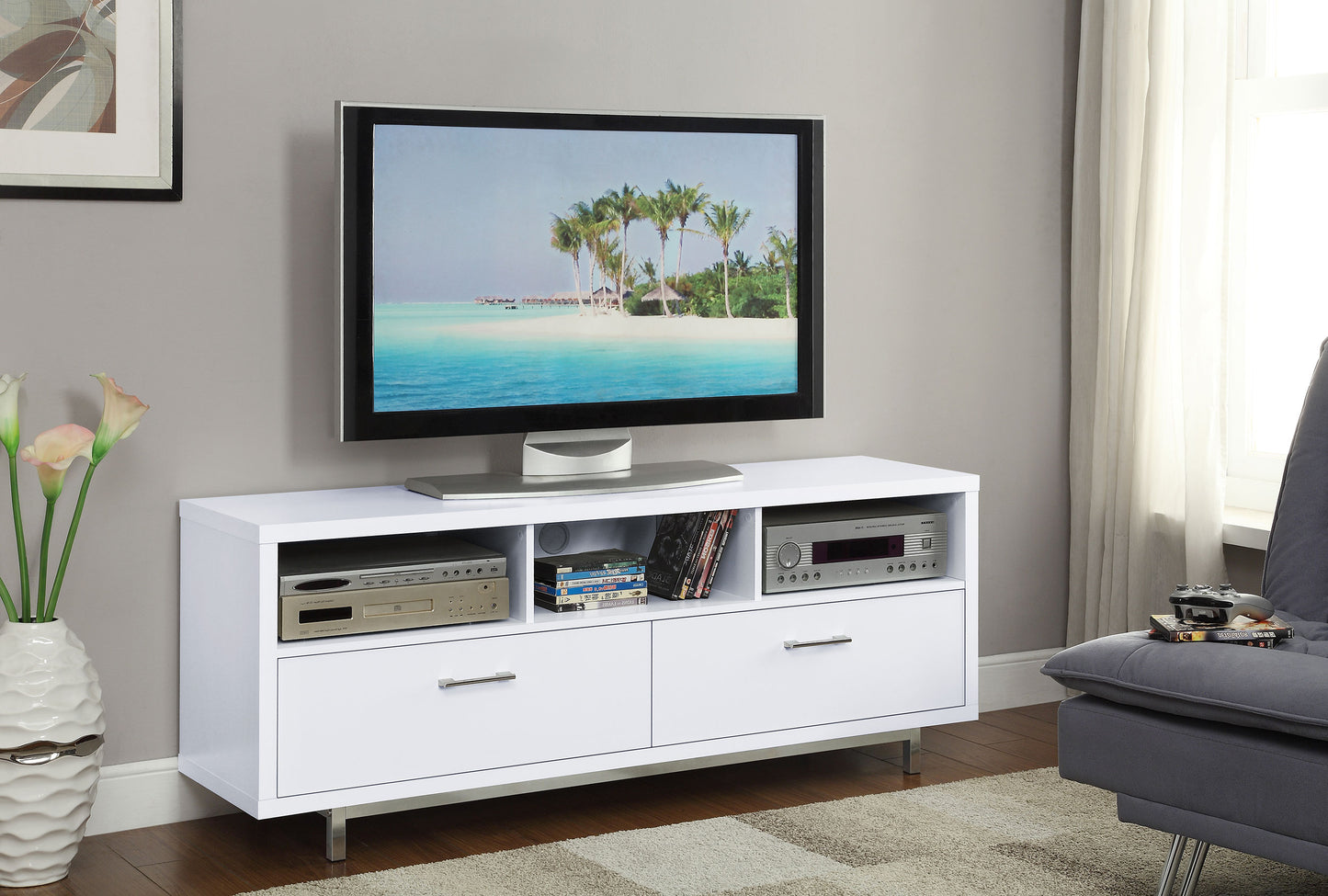 Casey 2-drawer Rectangular TV Console White