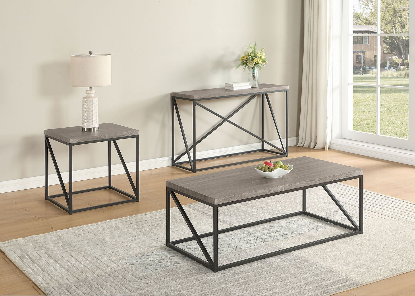 Birdie Rectangular Engineered Wood Coffee Table Sonoma Grey