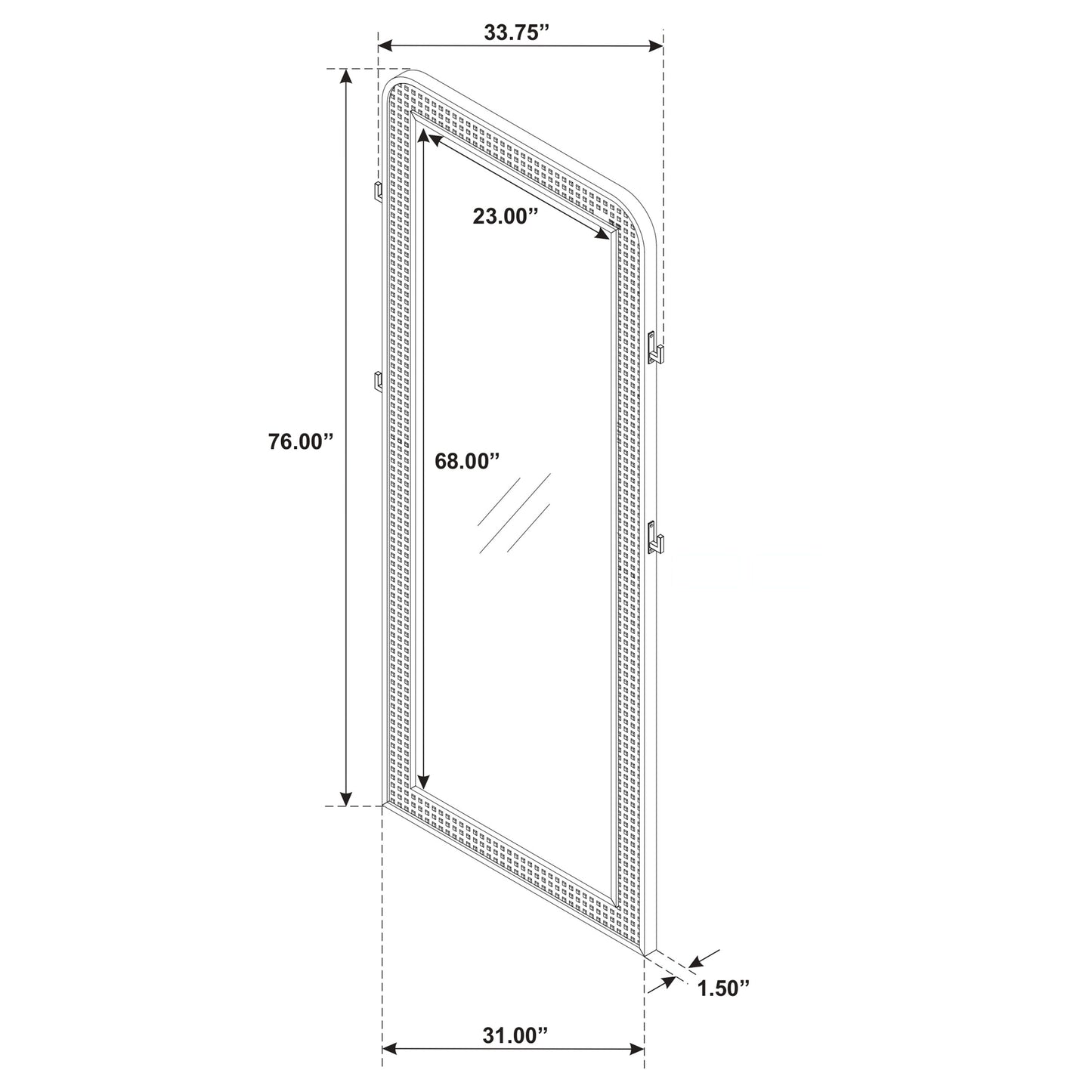 Arini Cane Weave Full Length Standing Floor Mirror Sand Wash