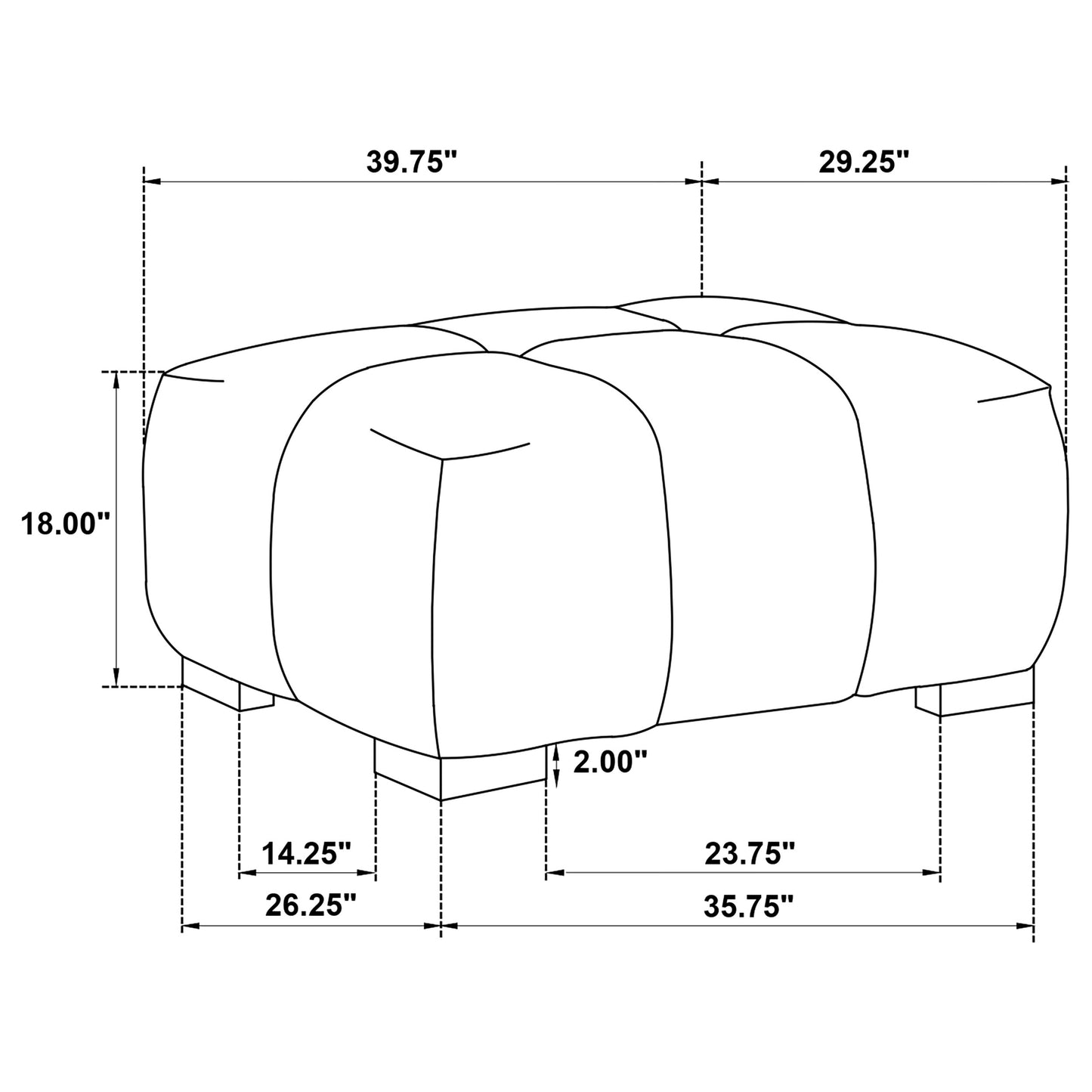 Octavia Upholstered Rectangular Ottoman Charcoal Grey