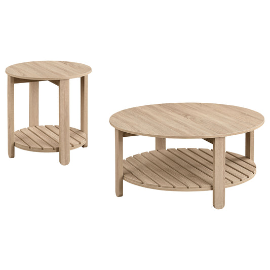 Fowler 2-piece Round Coffee and End Table Set Natural