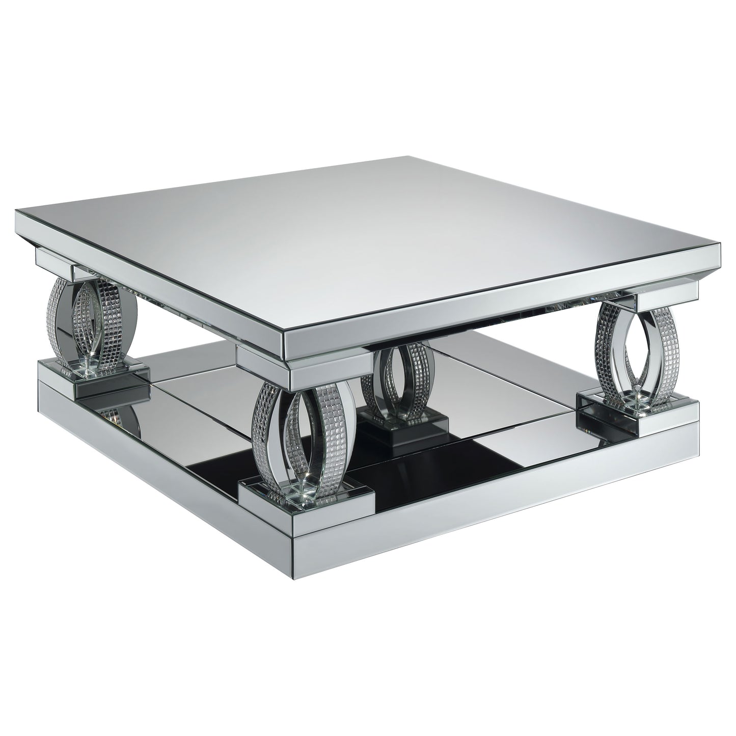 Amalia 2-piece Mirrored Coffee and End Table Set Silver