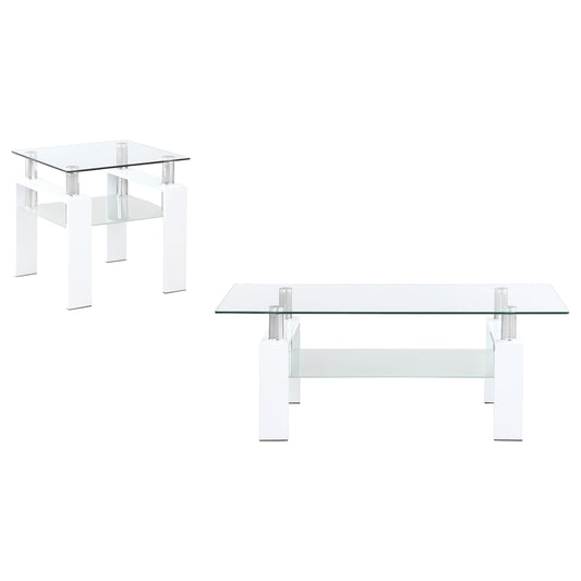 Dyer 2-piece Rectangular Coffee and End Table Set White