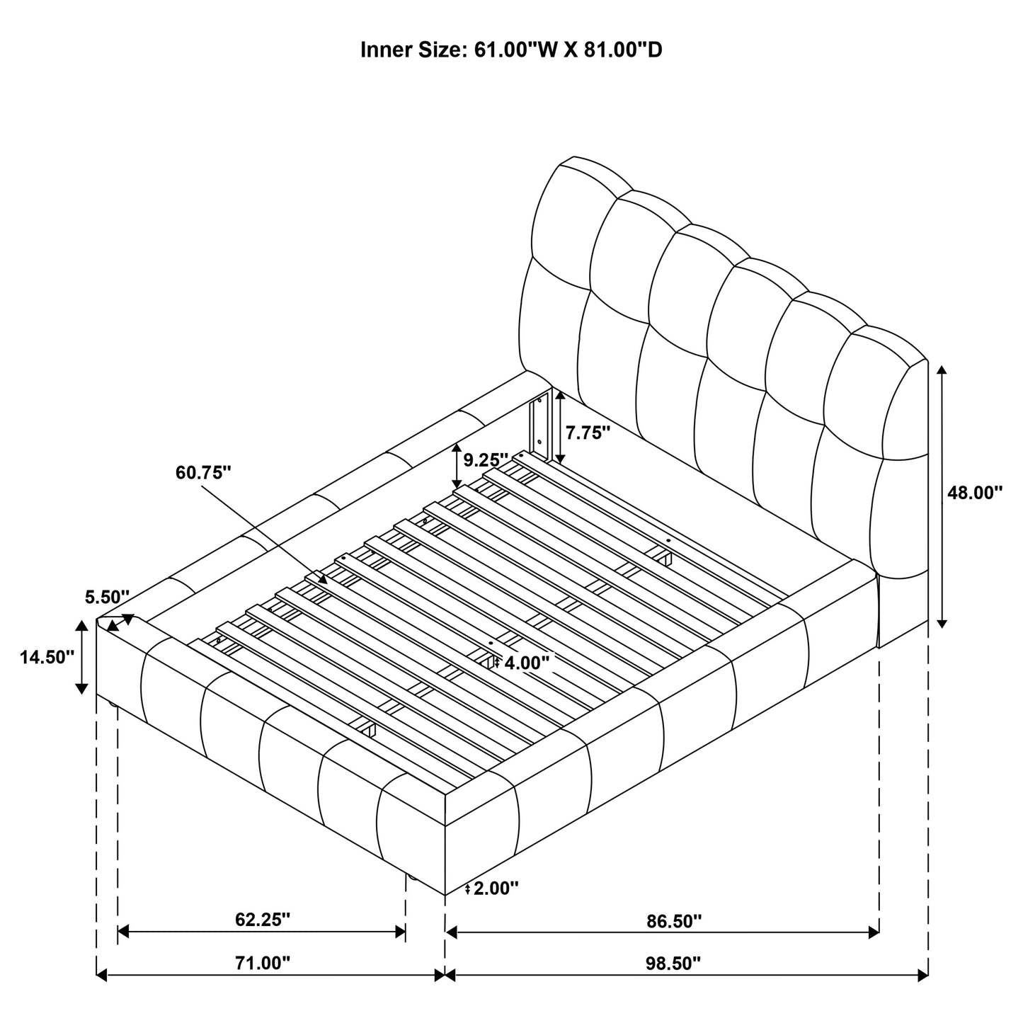 Nollet 48-inch Upholstered Queen Panel Platform Bed Cream