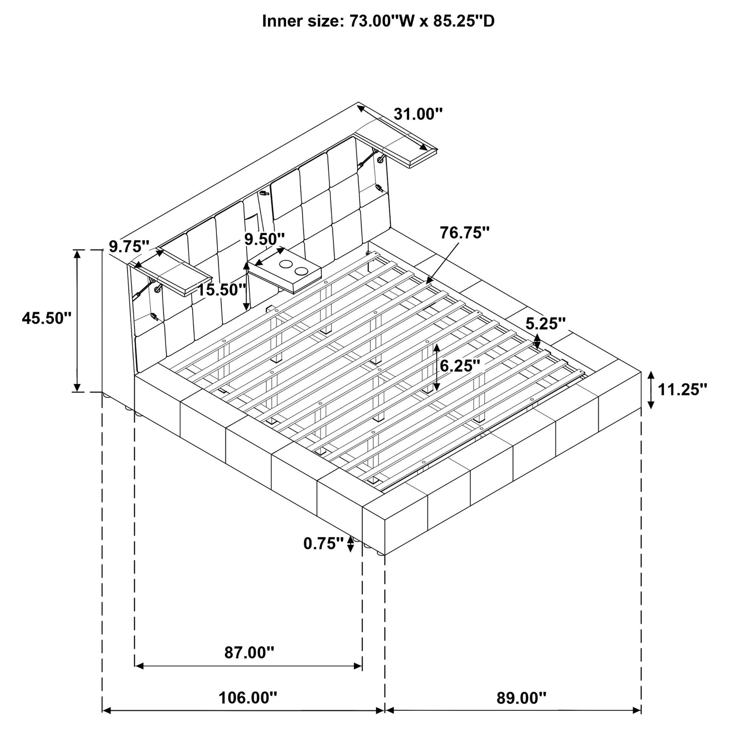 Dreux Upholstered California King Panel Platform Bed Cream