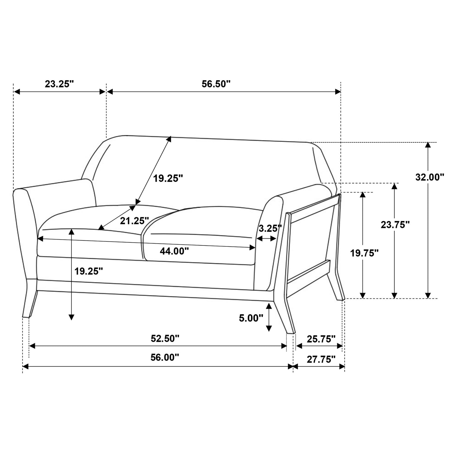 Vaughn Fabric Upholstered Flared Arm Loveseat Grey