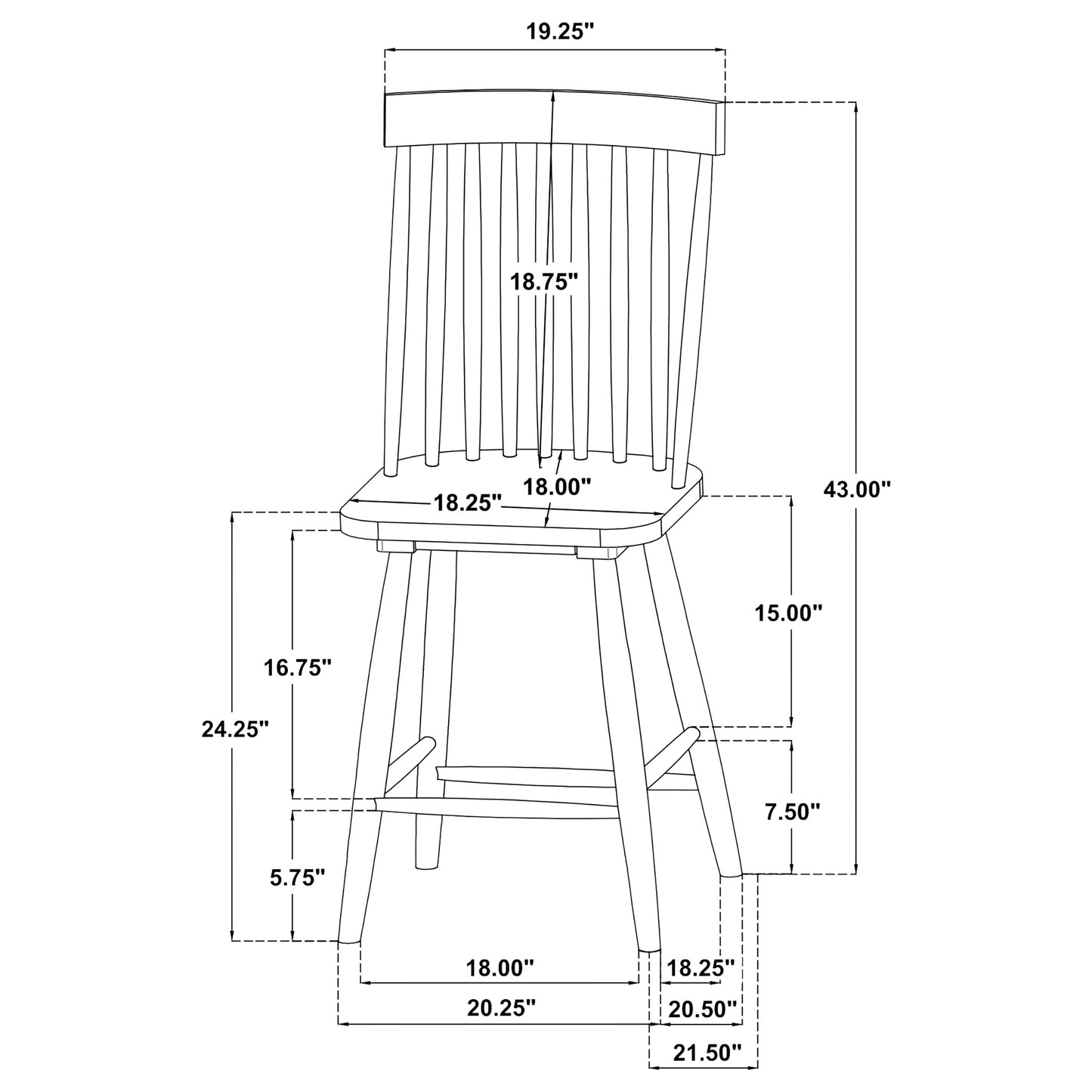 Andrews Windsor Counter Height Dining Side Chair White (Set of 2)