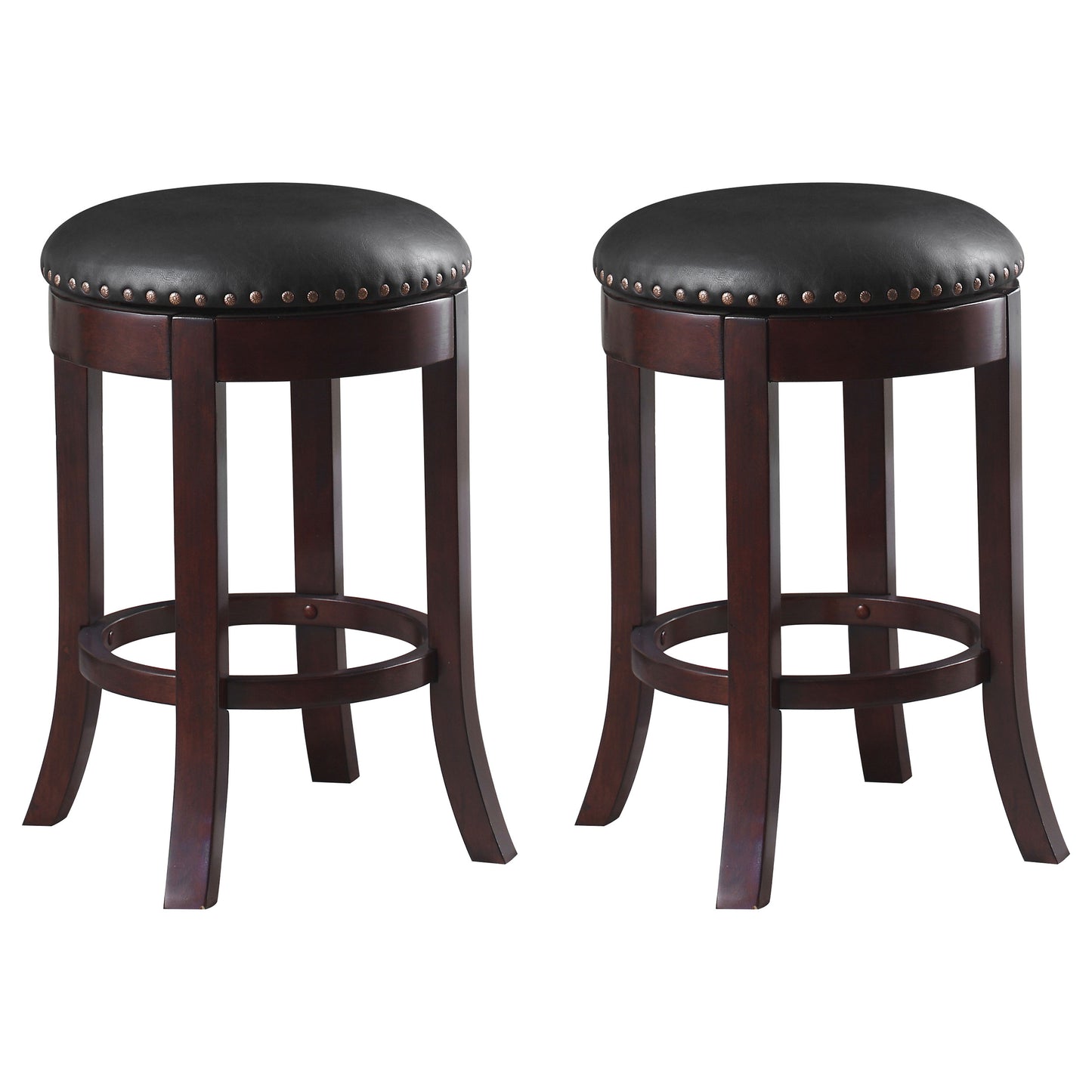 Aboushi Swivel Counter Height Stools with Upholstered Seat Brown (Set of 2)