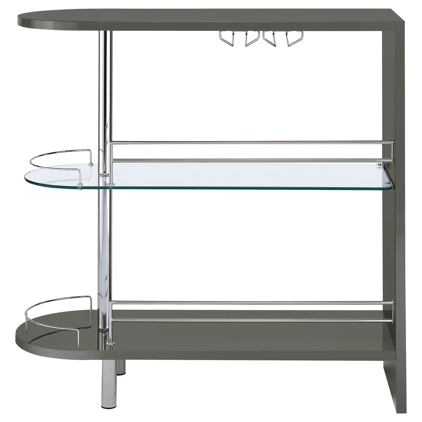 Adolfo 3-tier Bar Table Glossy Grey and Clear