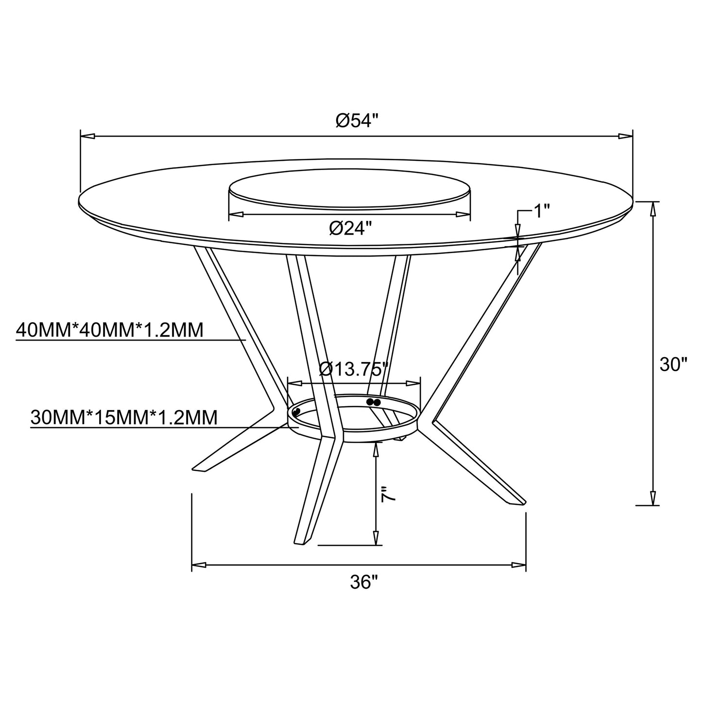 Abby Round Dining Table with Lazy Susan White and Chrome