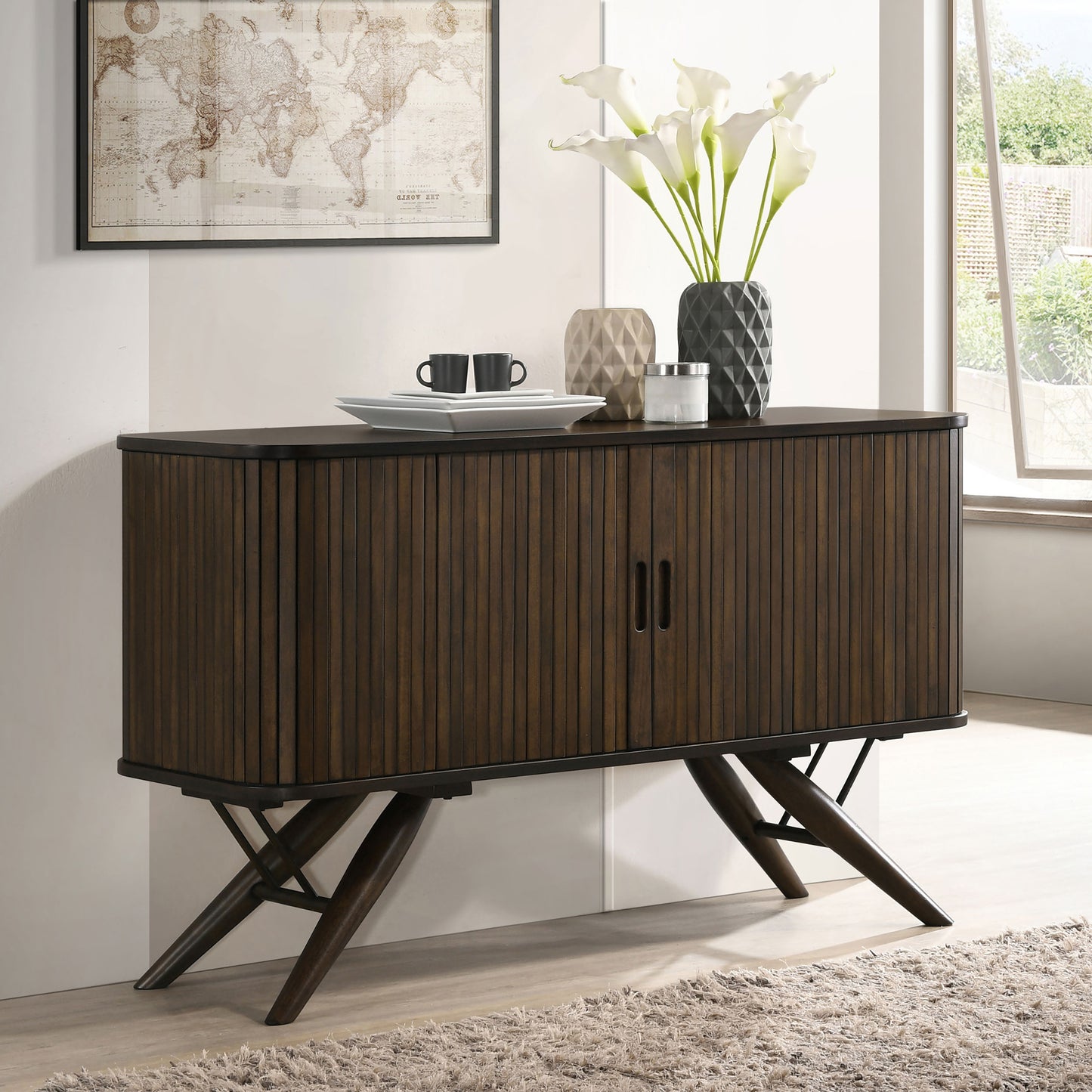 Wes 2-door Rectangular Server Dark Walnut