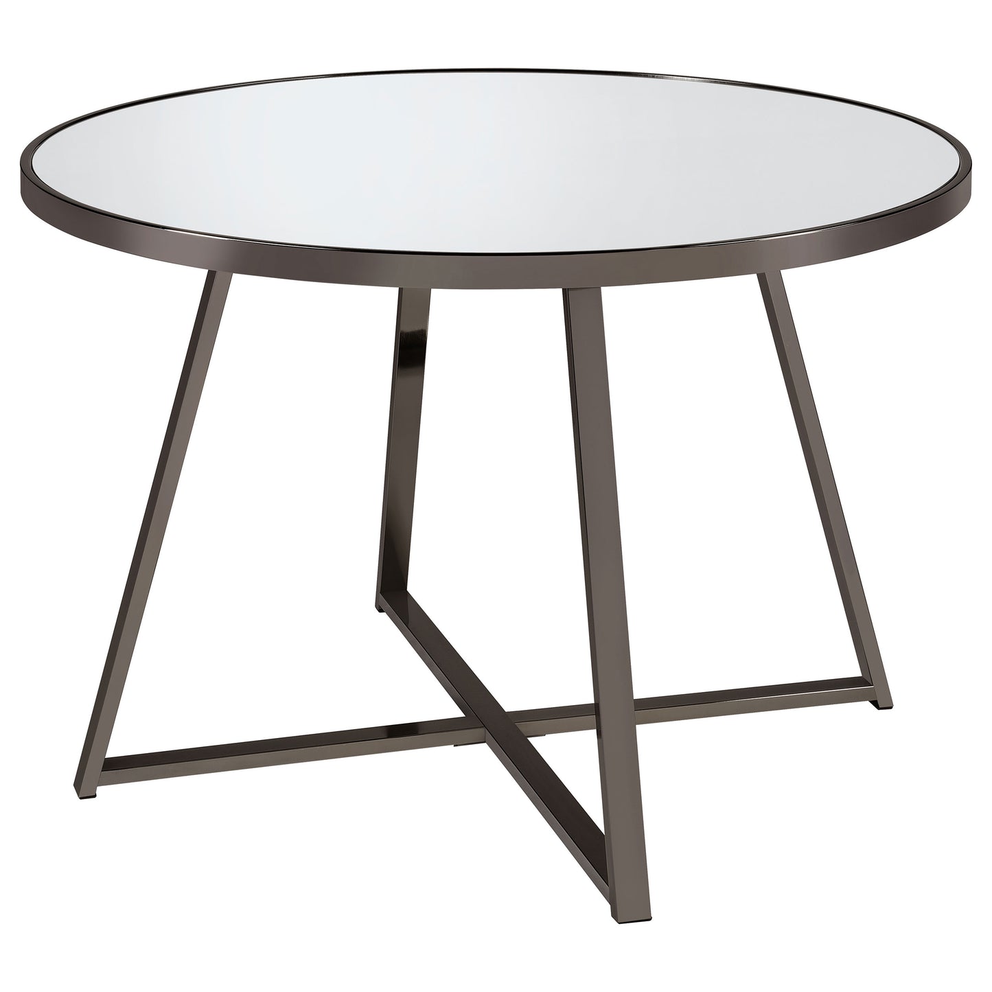 Jillian Round Dining Table with Tempered Mirror Top Black Nickel