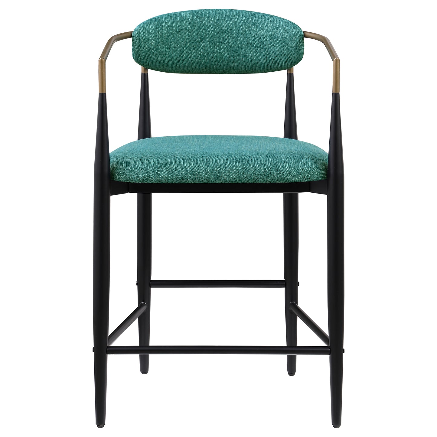 Tina Metal Counter Height Bar Stool with Upholstered Back and Seat Green (Set of 2)