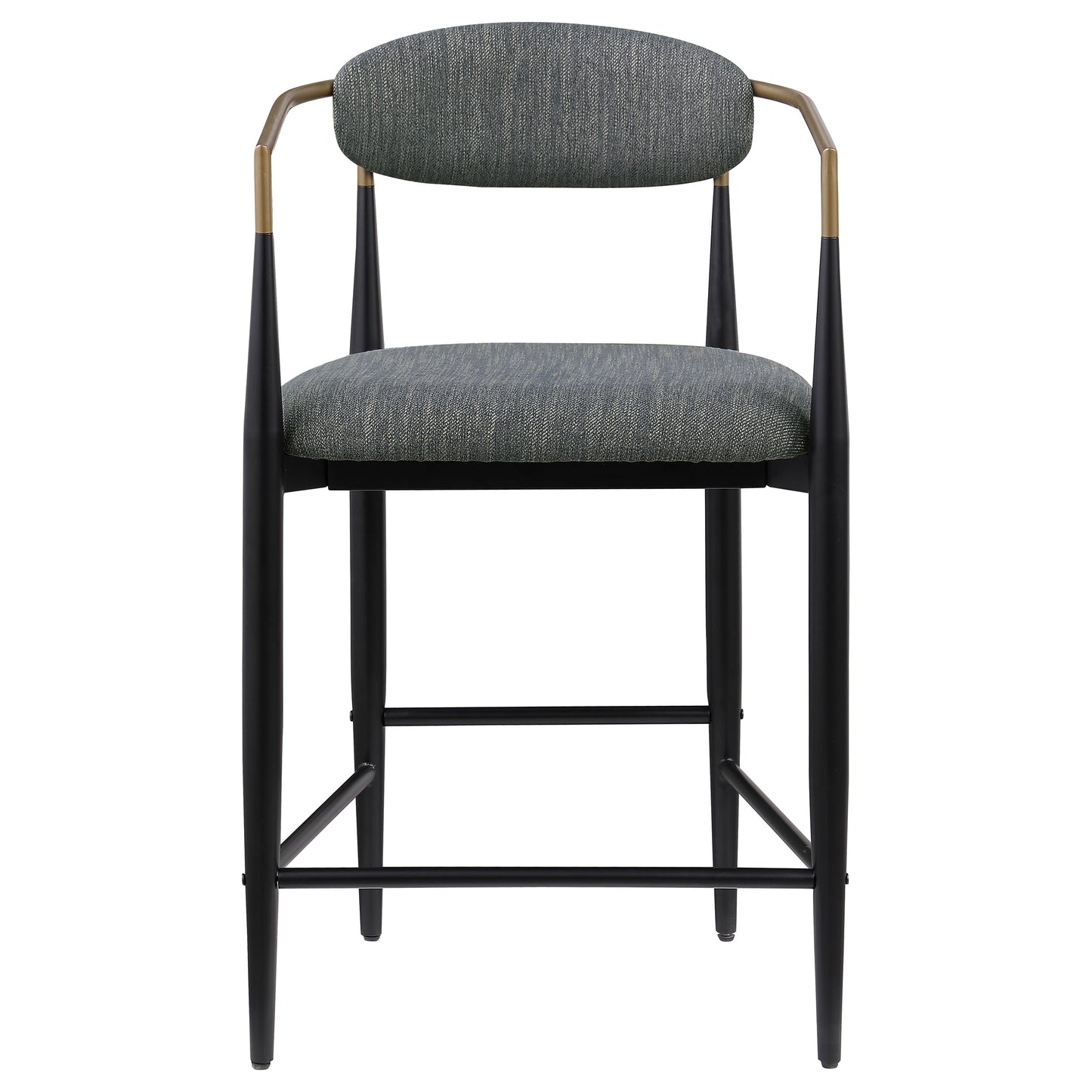 Tina Metal Counter Height Bar Stool with Upholstered Back and Seat Dark Grey (Set of 2)