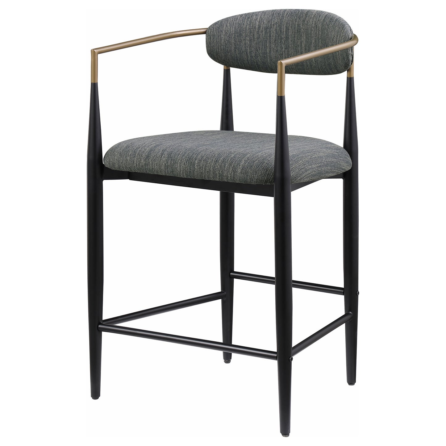 Tina Metal Counter Height Bar Stool with Upholstered Back and Seat Dark Grey (Set of 2)