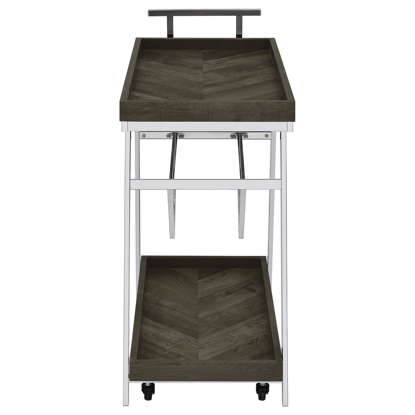 Kinney 2-tier Bar Cart with Storage Drawer Rustic Grey and Chrome