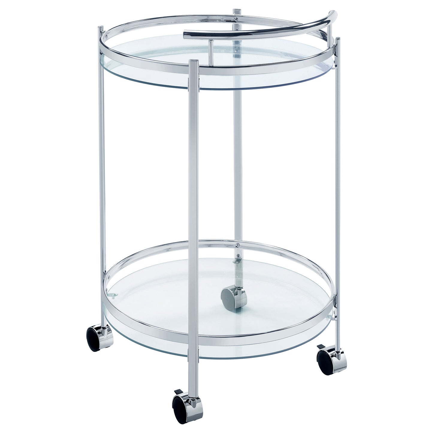 Chrissy 2-tier Round Glass Bar Cart Chrome