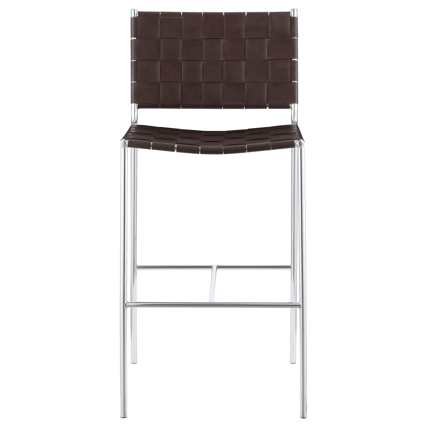 Adelaide Upholstered Bar Stool with Open Back Brown and Chrome