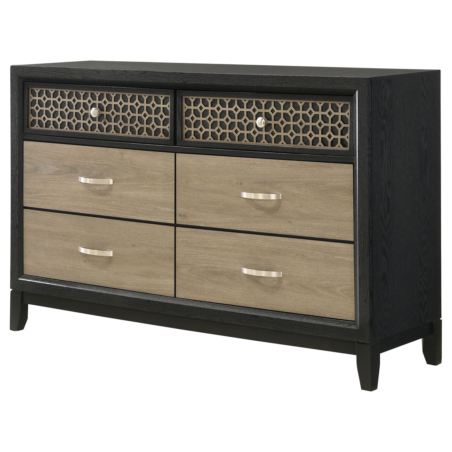 Valencia 6-drawer Dresser Light Brown and Black