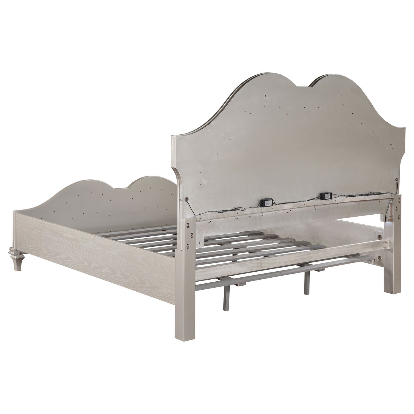 Evangeline Wood California King LED Panel Bed Silver Oak