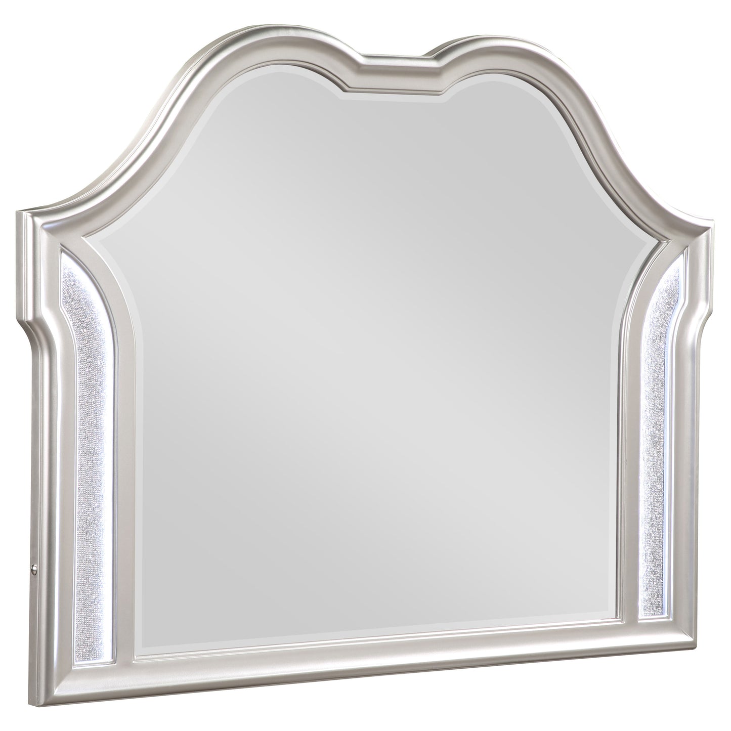 Evangeline Camel Top Dresser Mirror Silver Oak