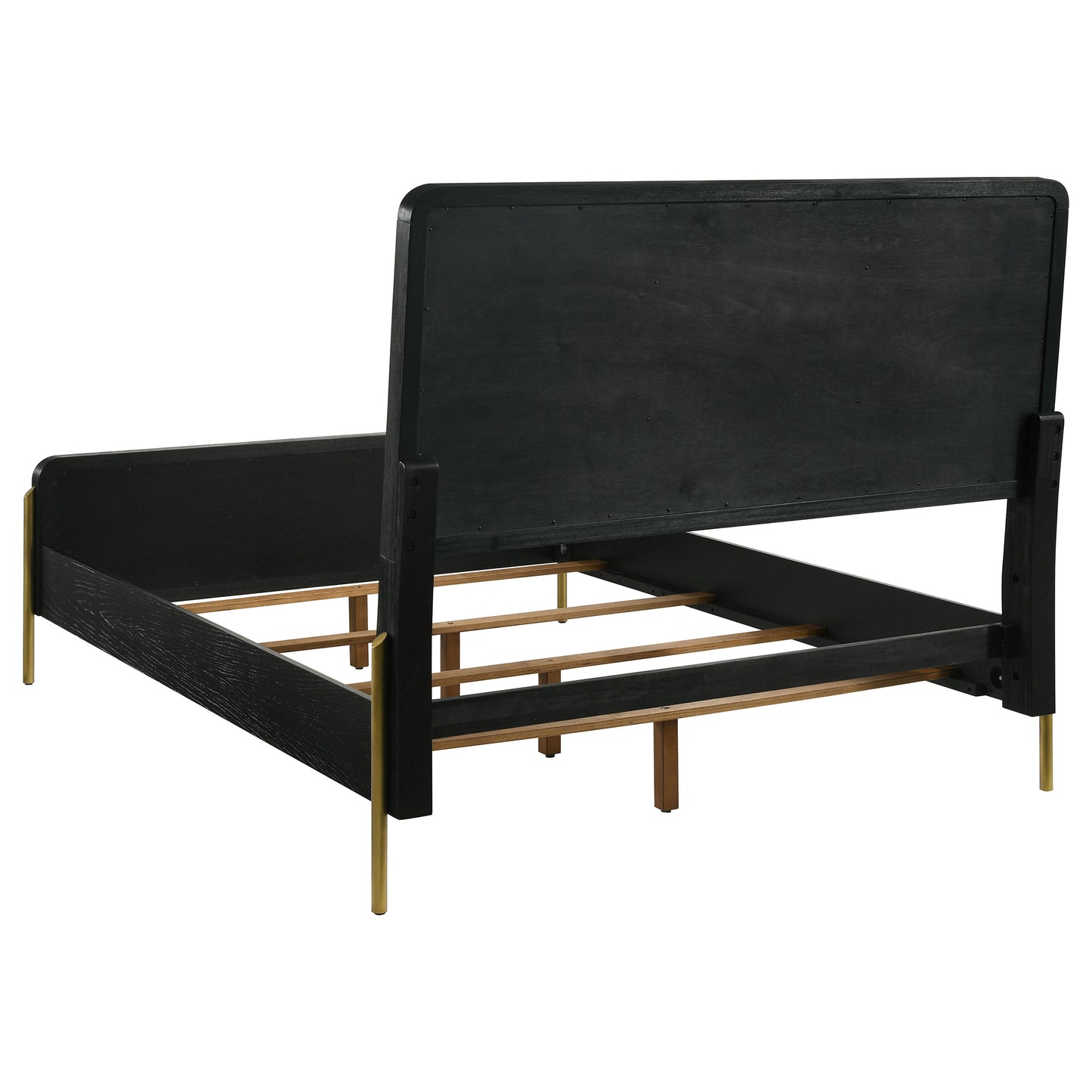 Arini Rattan Queen Panel Bed Black and Natural