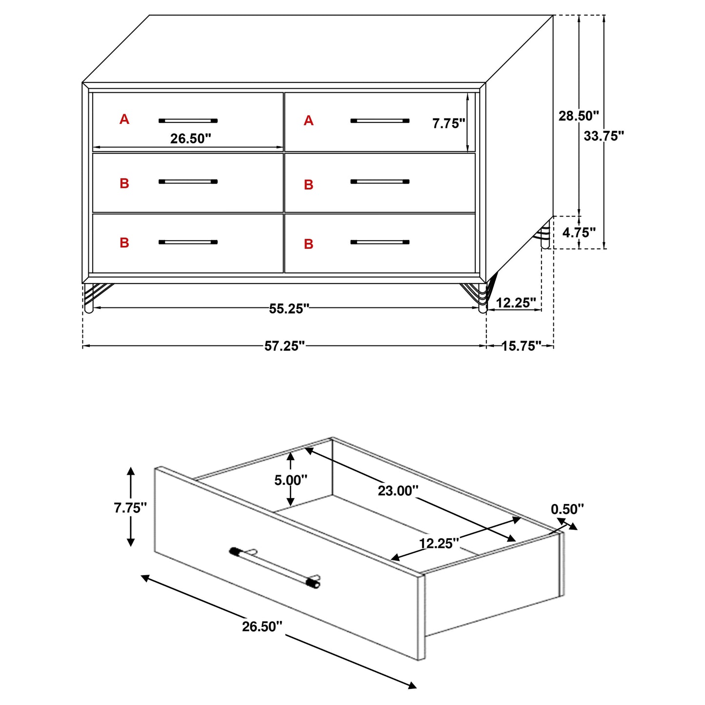 Lucia 6-drawer Bedroom Dresser White