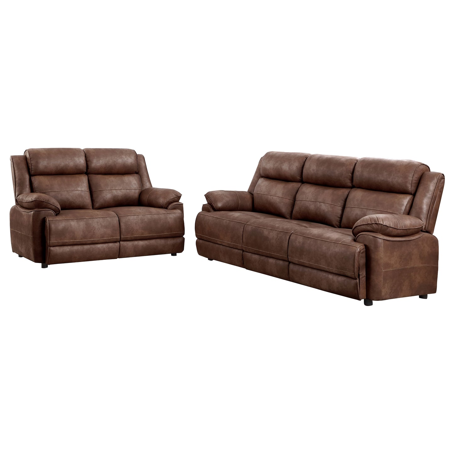 Ellington 2-piece Upholstered Padded Arm Sofa Set Dark Brown