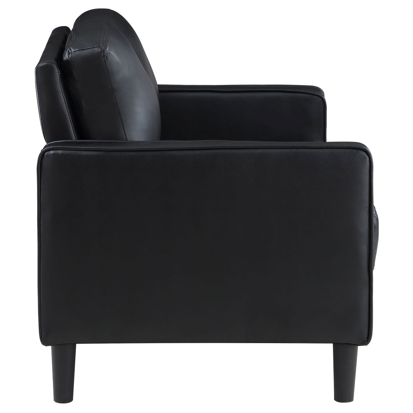 Ruth Upholstered Track Arm Faux Leather Loveseat Black