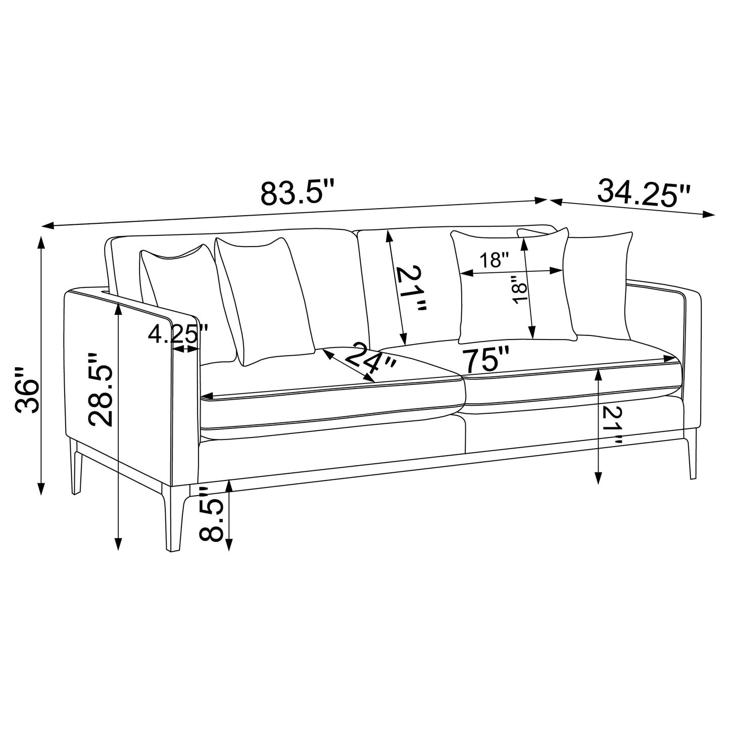 Apperson Cushioned Back Sofa Light Grey