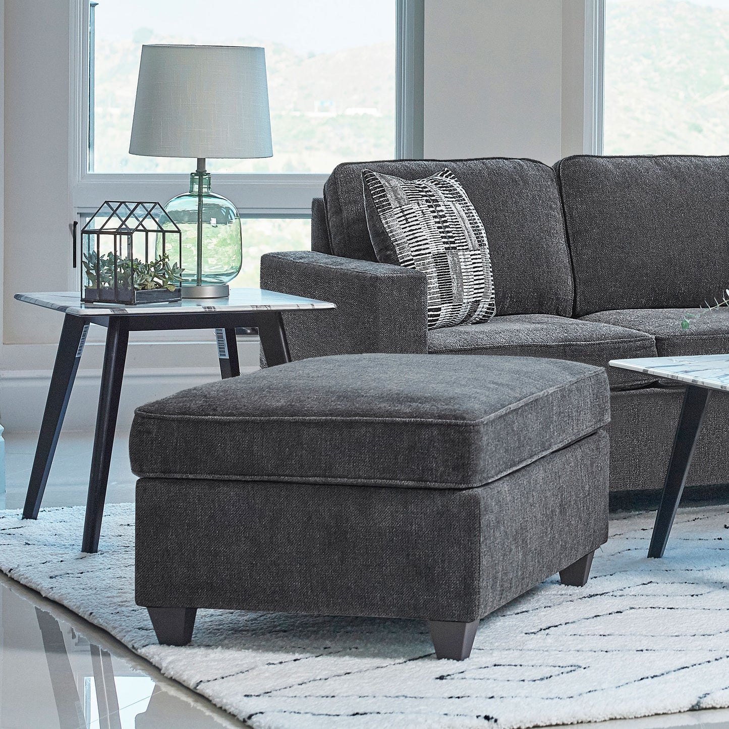 Mccord Upholstered Ottoman Dark Grey