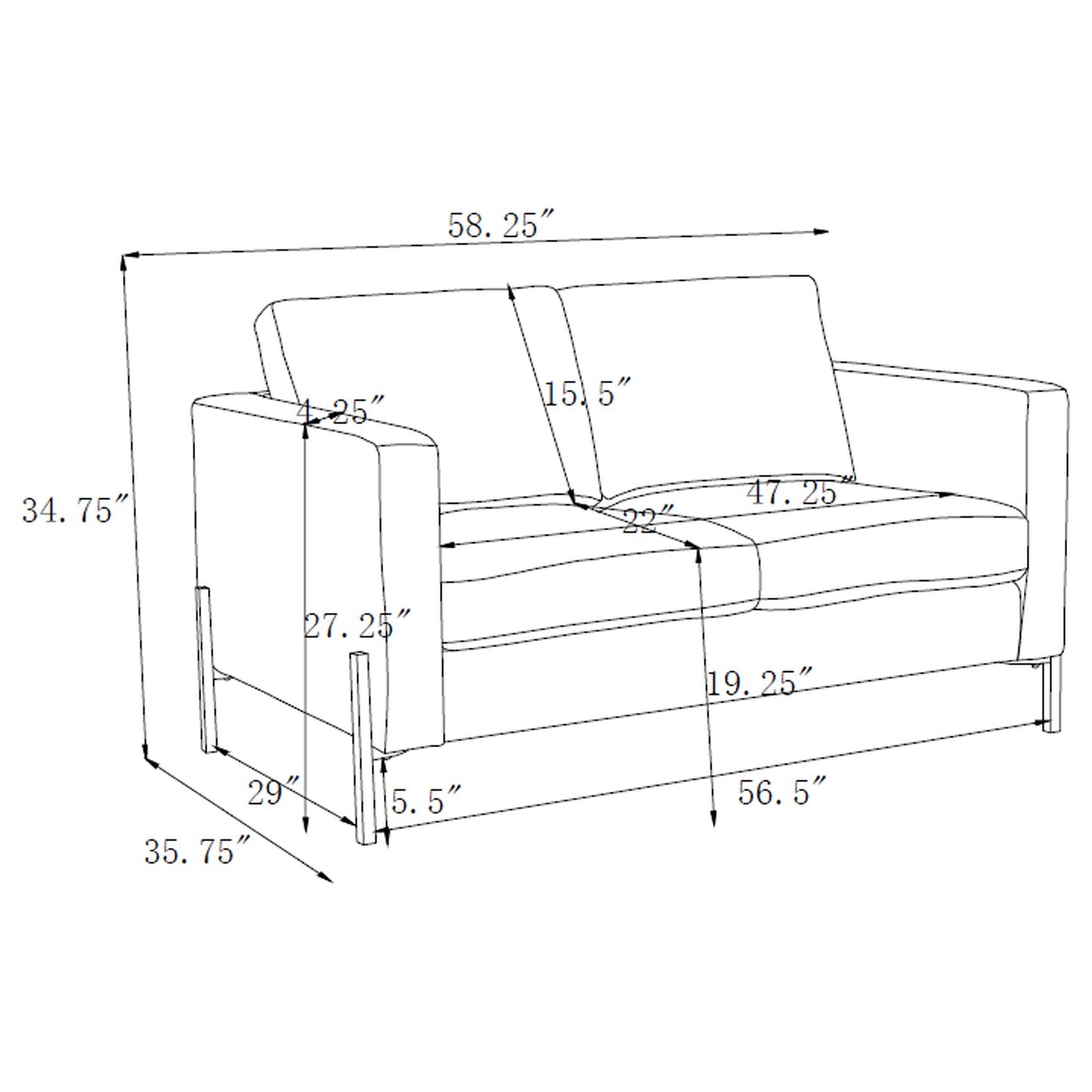 Tilly Upholstered Track Arms Loveseat Oatmeal