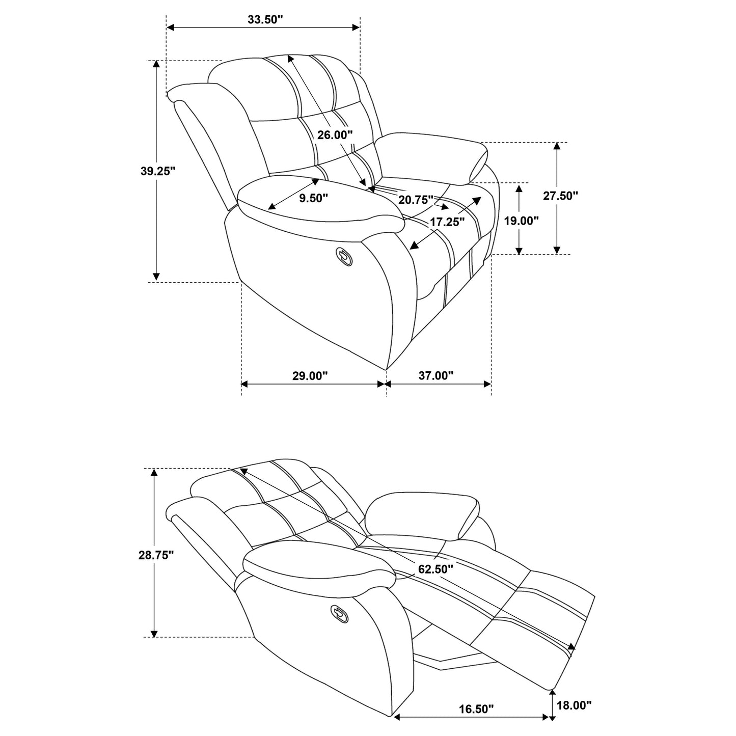 Rodman Upholstered Glider Recliner Chocolate