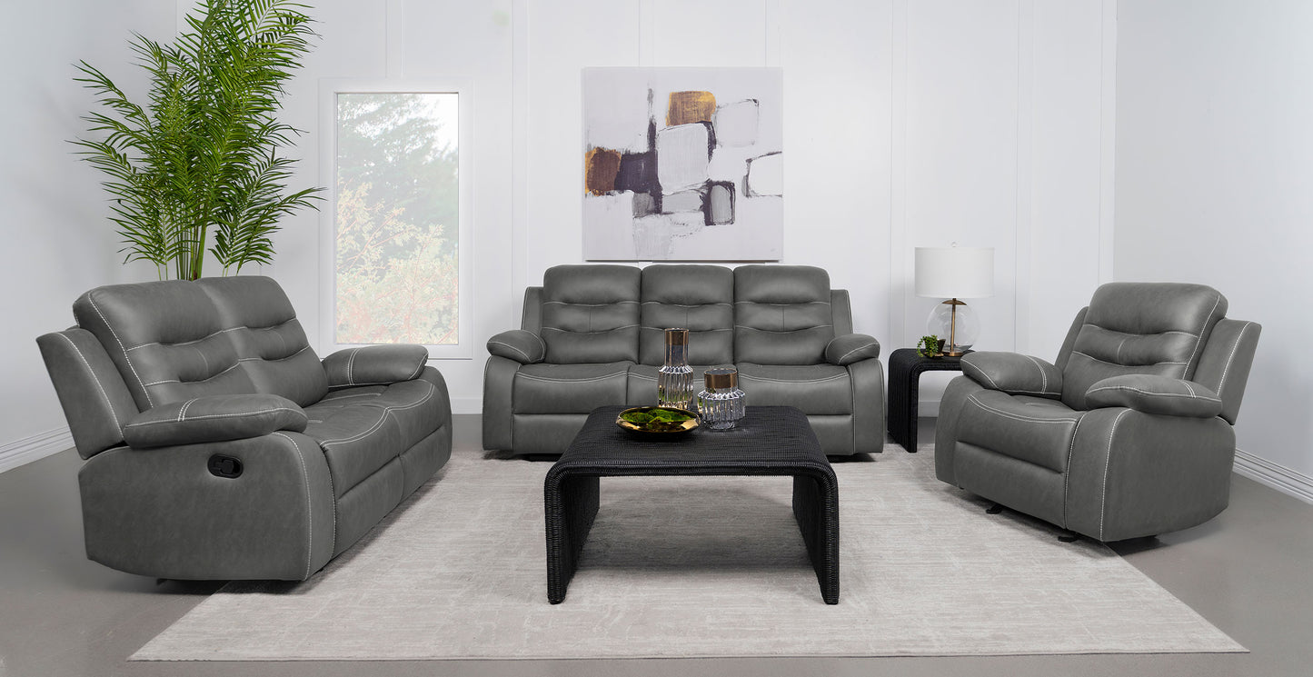 Nova Upholstered Motion Reclining Sofa Dark Grey