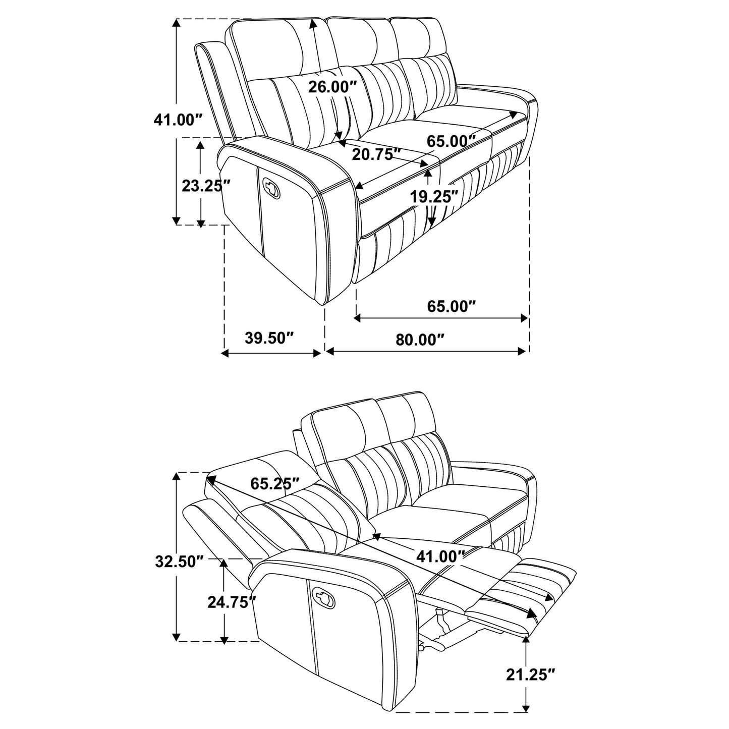 Raelynn Upholstered Motion Reclining Sofa Grey