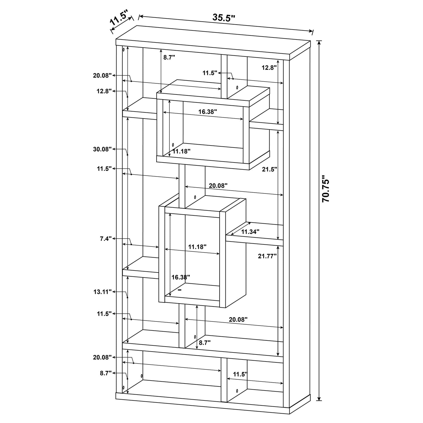 Howie 10-shelf Bookcase White