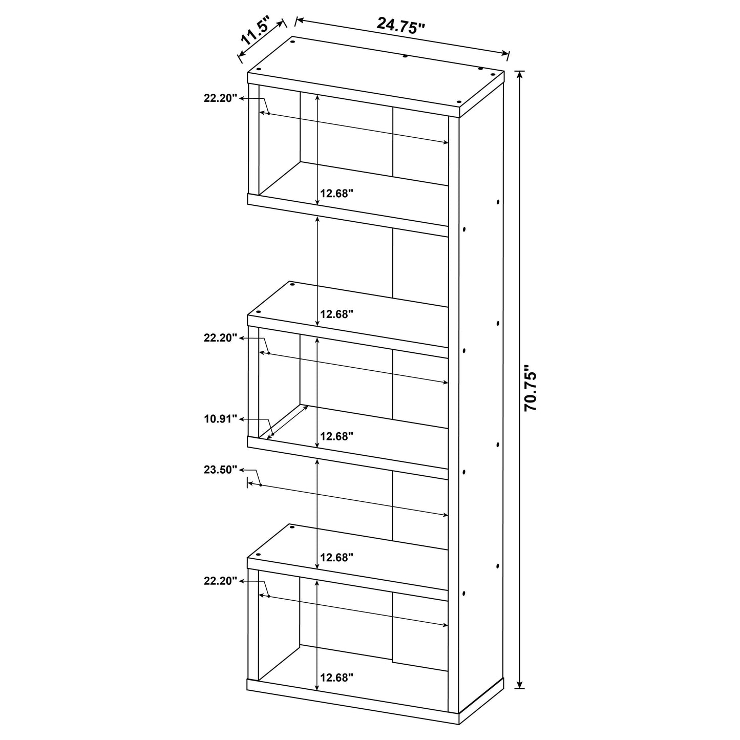 Joey 5-tier Bookcase Weathered Grey