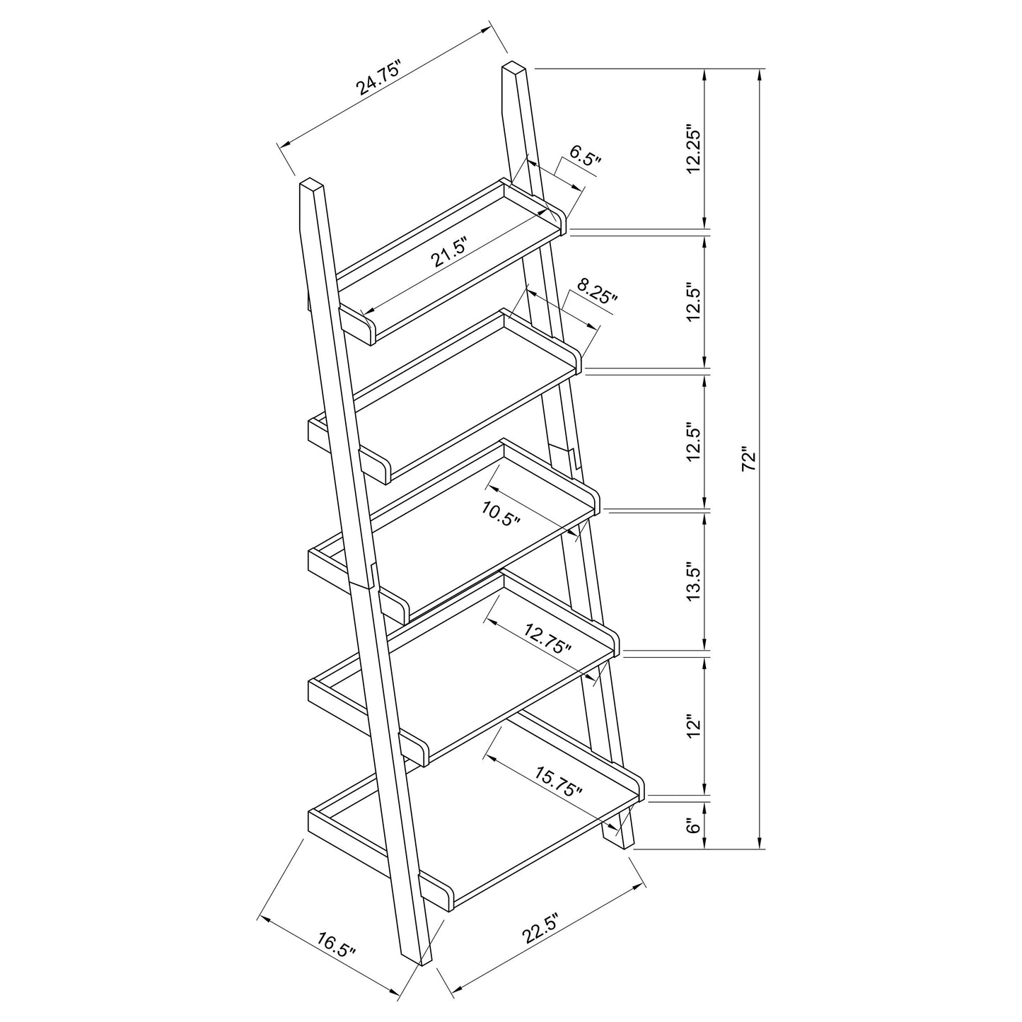 Colella 3-piece 1-drawer Ladder Desk Set Cappuccino