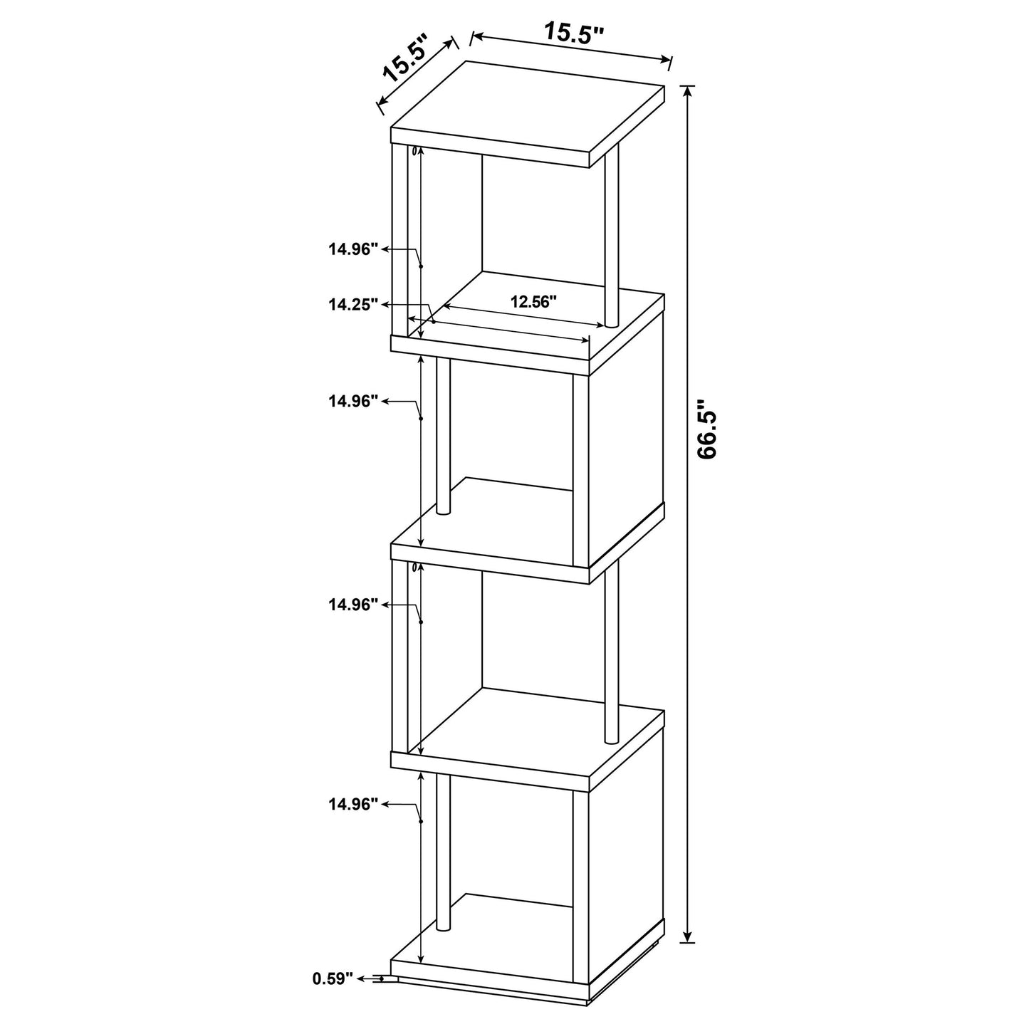 Baxter 4-shelf Bookcase White and Chrome