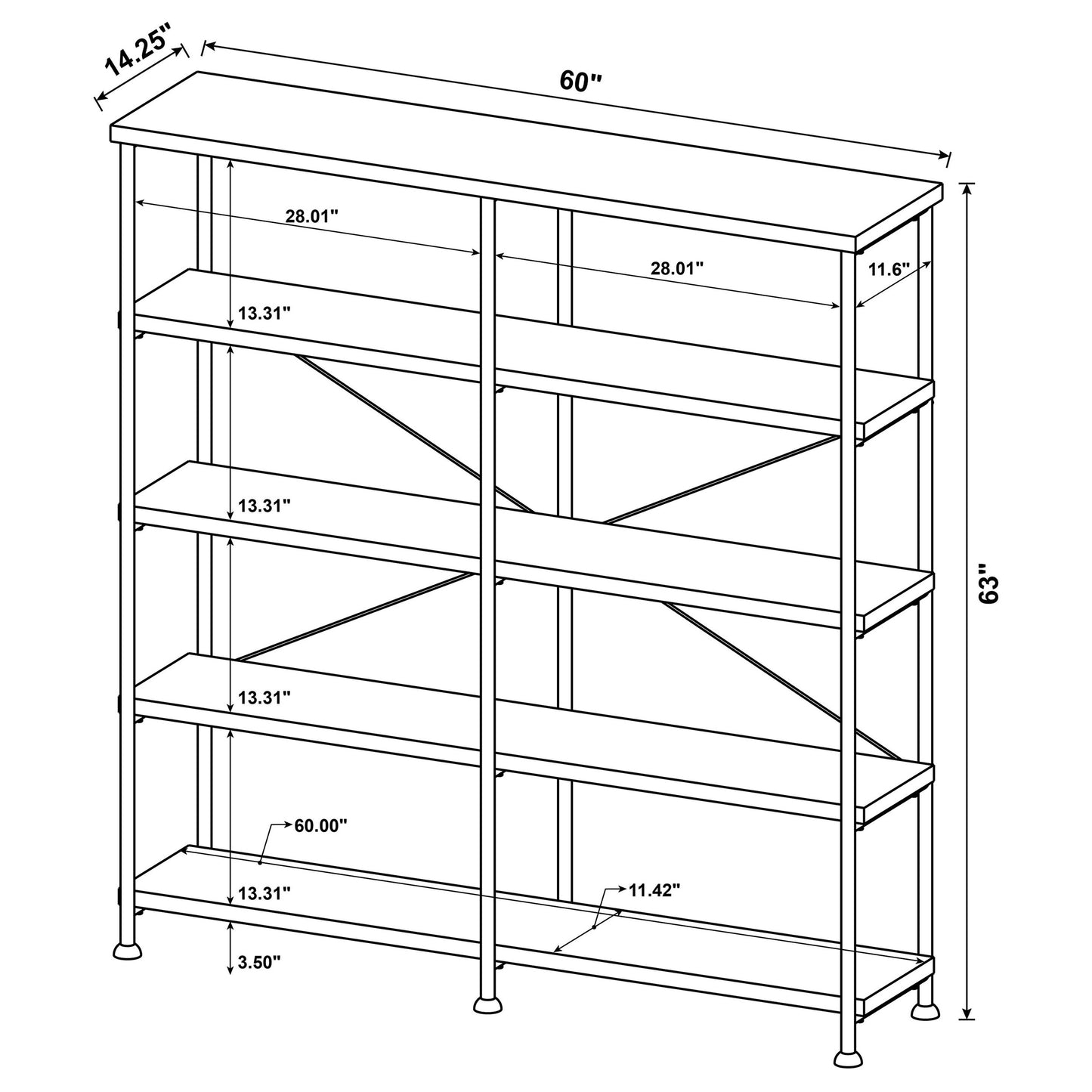 Analiese 4-shelf Open Bookcase Grey Driftwood