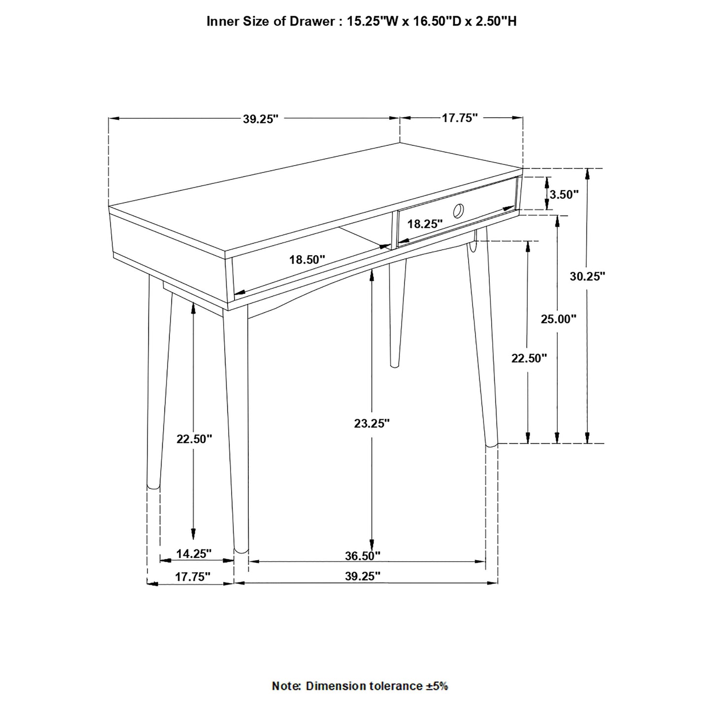 Bradenton 1-drawer Writing Desk White and Walnut