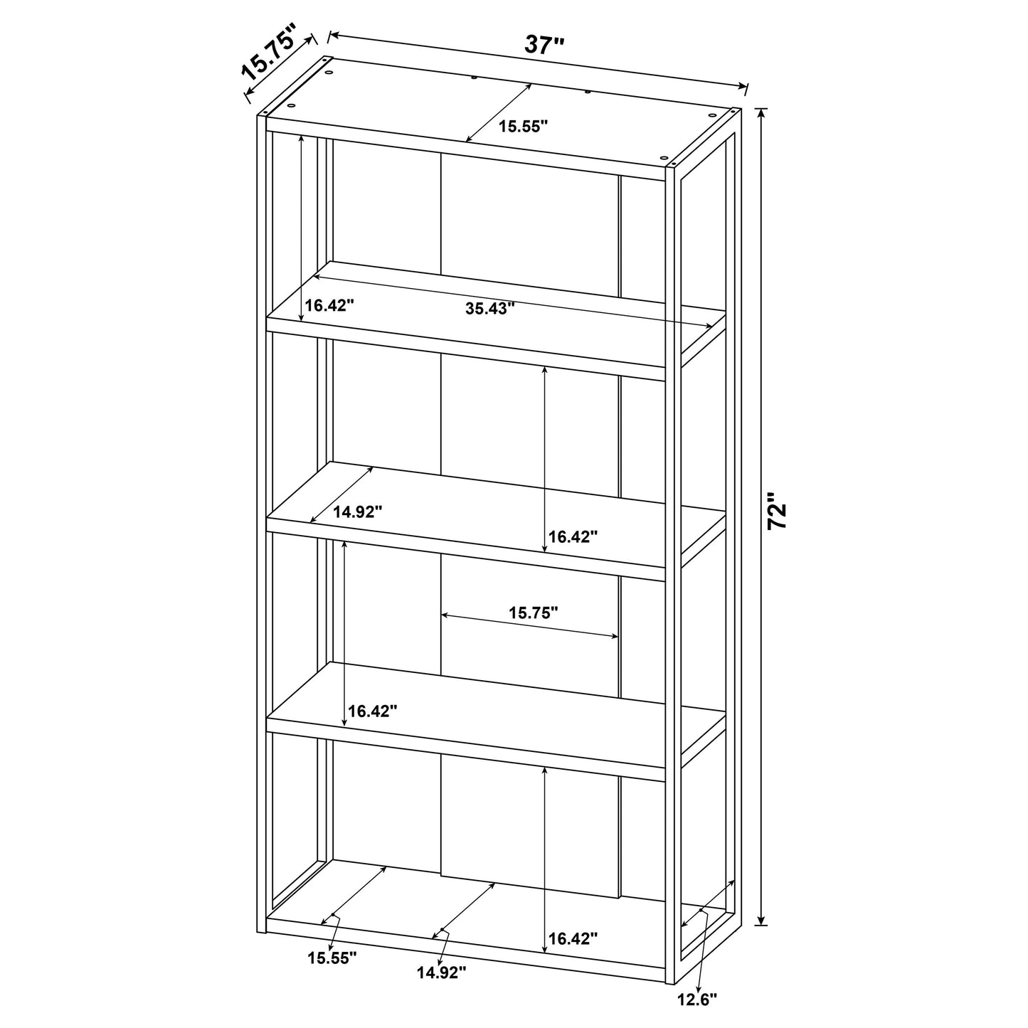 Loomis 4-shelf Bookcase Whitewashed Grey