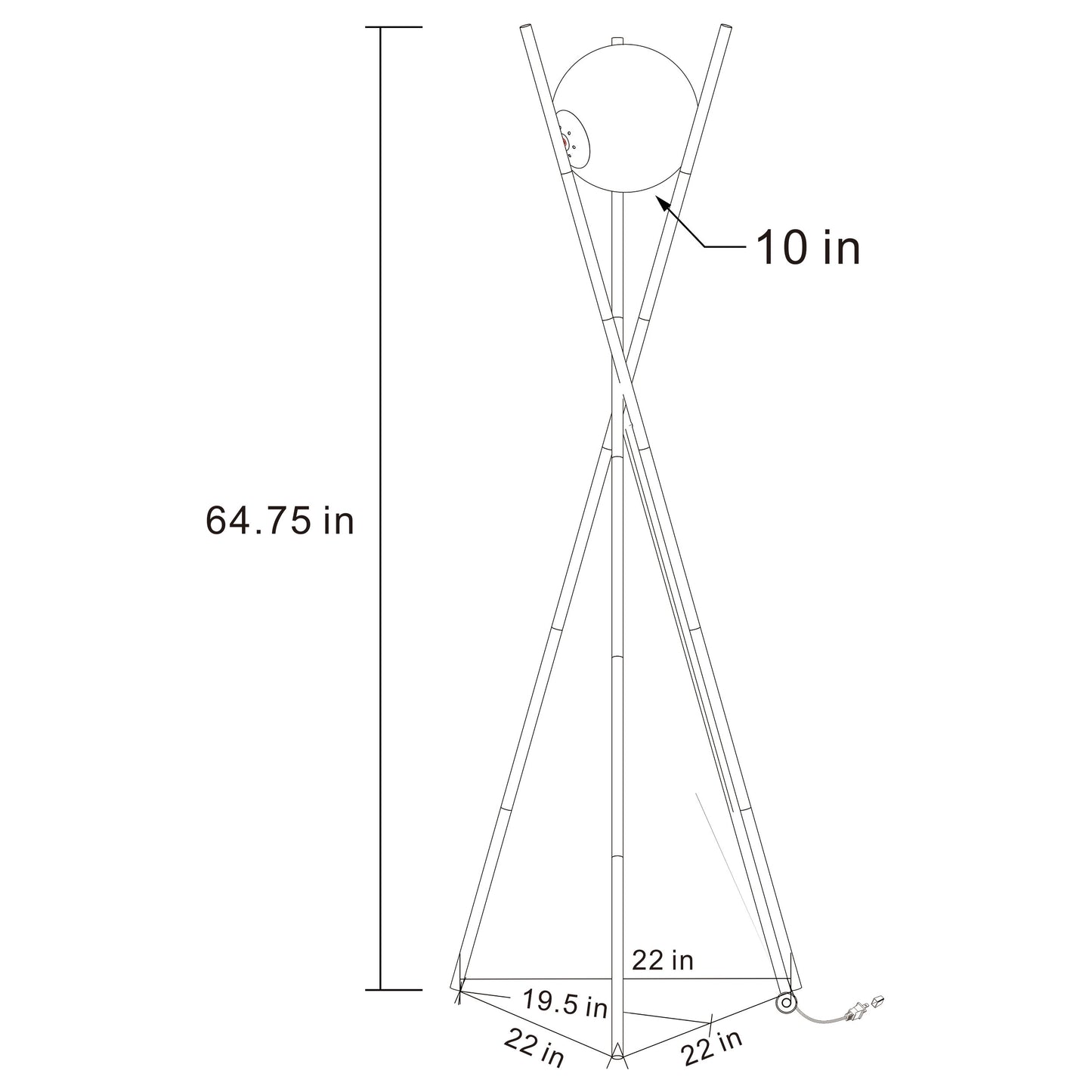 Yamileth Tripod Floor Lamp Gold