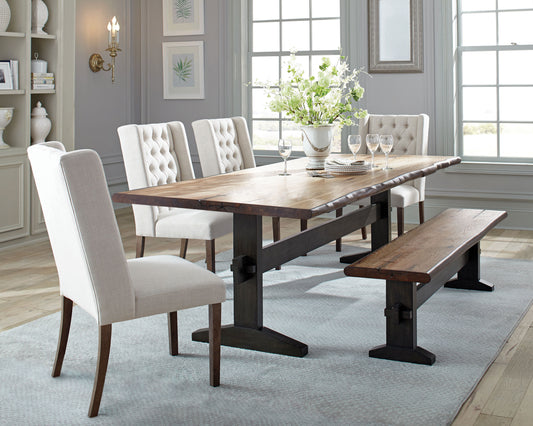 Bexley Rectangular Live Edge Dining Set Natural Honey and Espresso